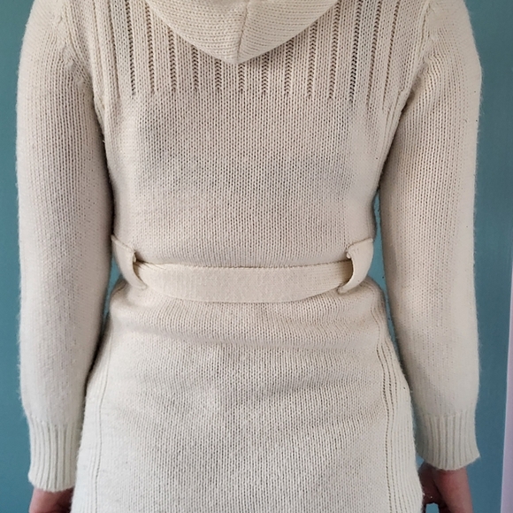 Cherokee Off White Long Cardigan Turdle Buttons Woven - Picture 7 of 7